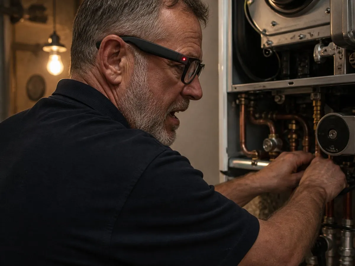 An engineer working on a boiler